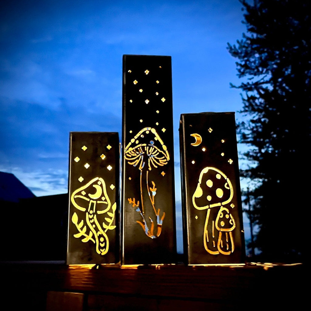 Steel Fungi Solar Mushroom Lights