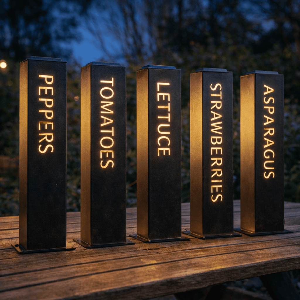 Garden Glow Solar Steel Pillar Light
