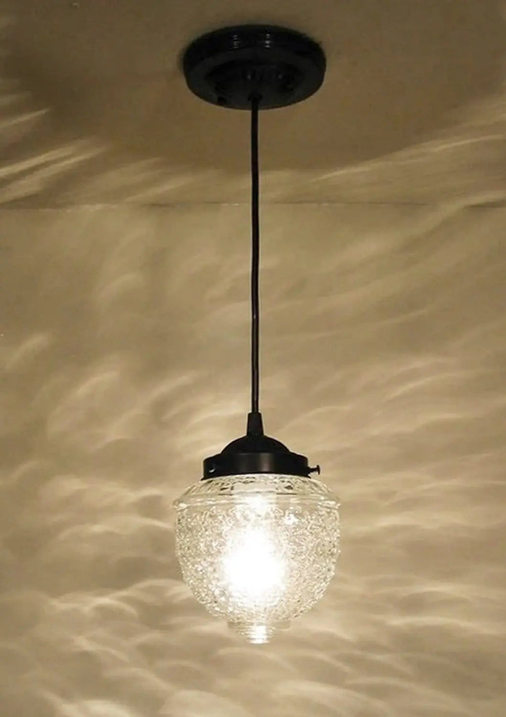 Antique Acorn Clear Glass Pendant Light 5in