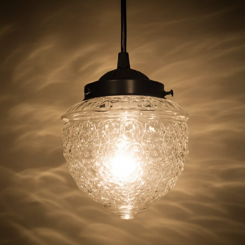Antique Acorn Clear Glass Pendant Light 5in