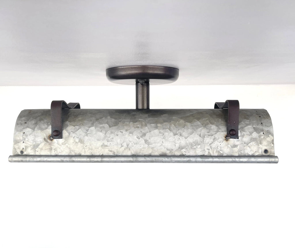 Galvanized Metal Farmhouse Ceiling Light 17" Flush Mount