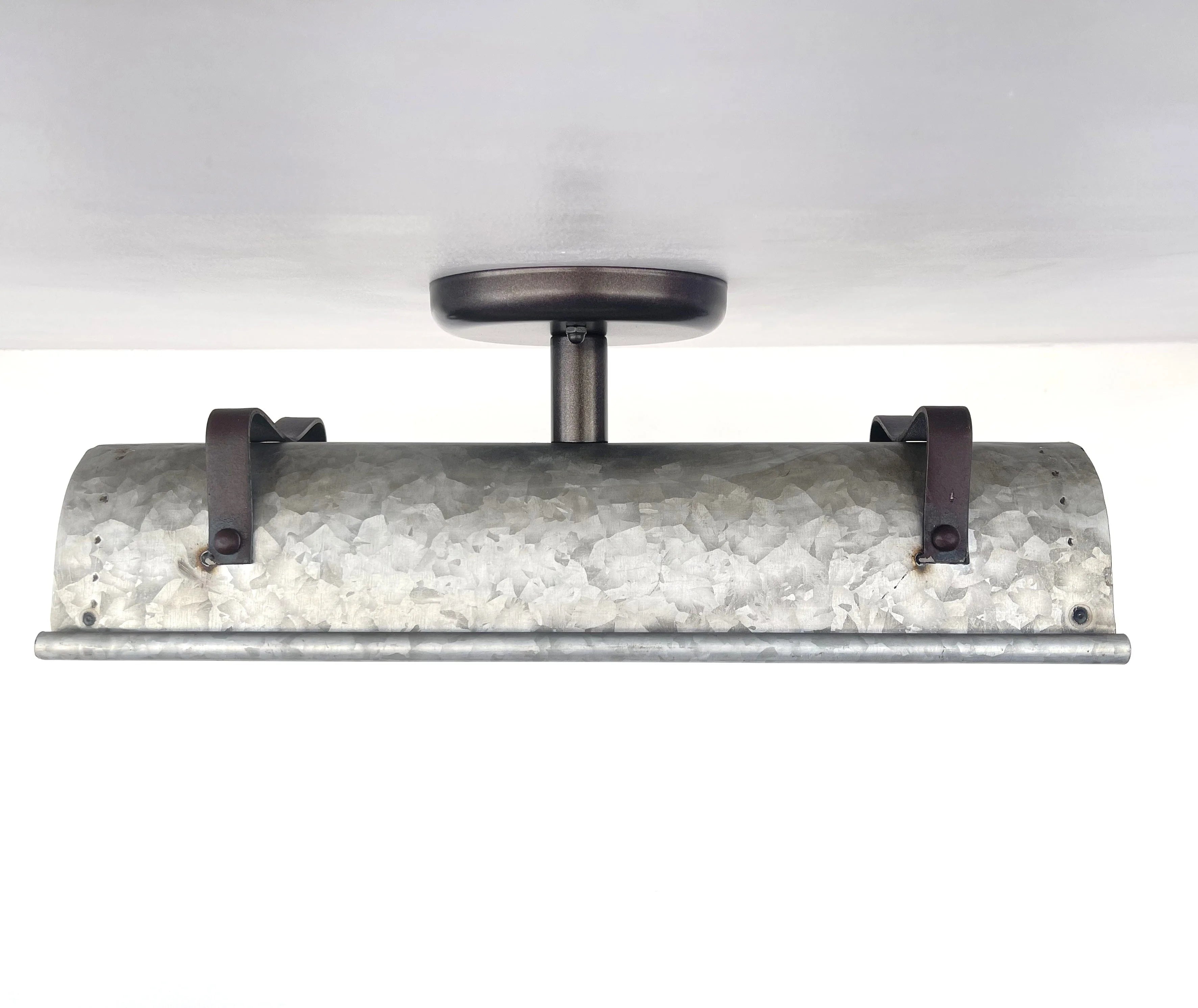 Galvanized Metal Farmhouse Ceiling Light 17" Flush Mount
