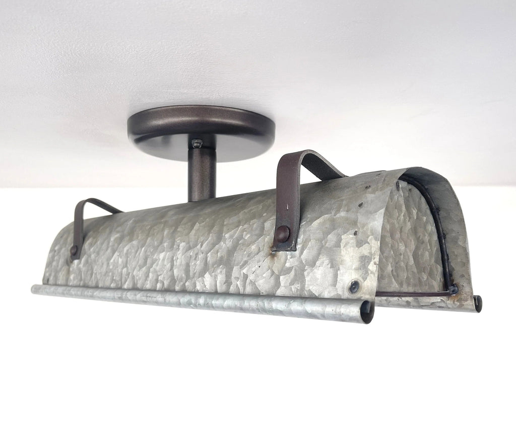 Galvanized Metal Farmhouse Ceiling Light 17" Flush Mount