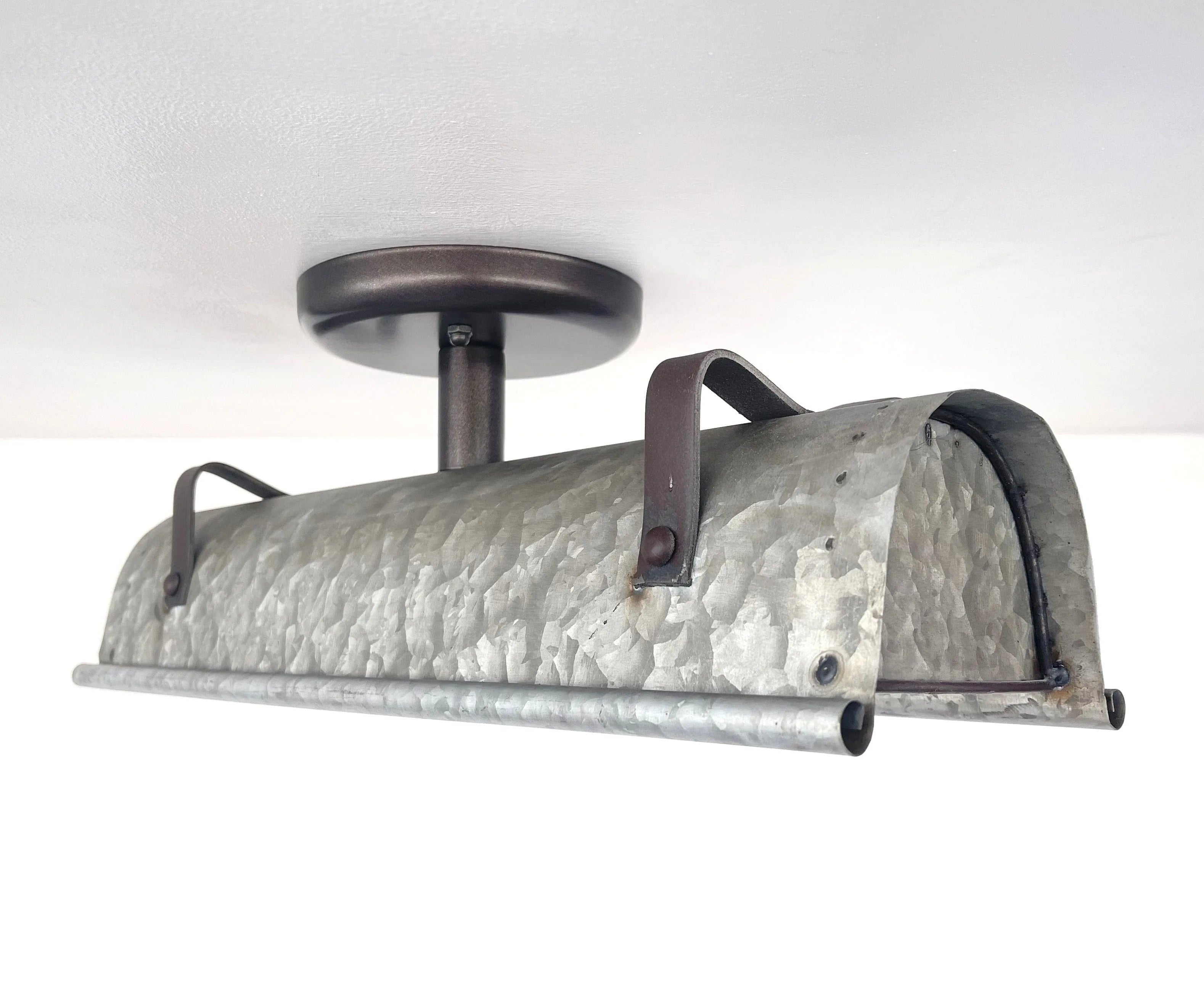 Galvanized Metal Farmhouse Ceiling Light 17" Flush Mount