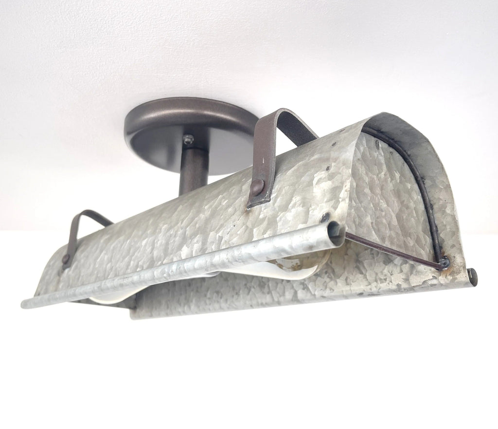 Galvanized Metal Farmhouse Ceiling Light 17" Flush Mount