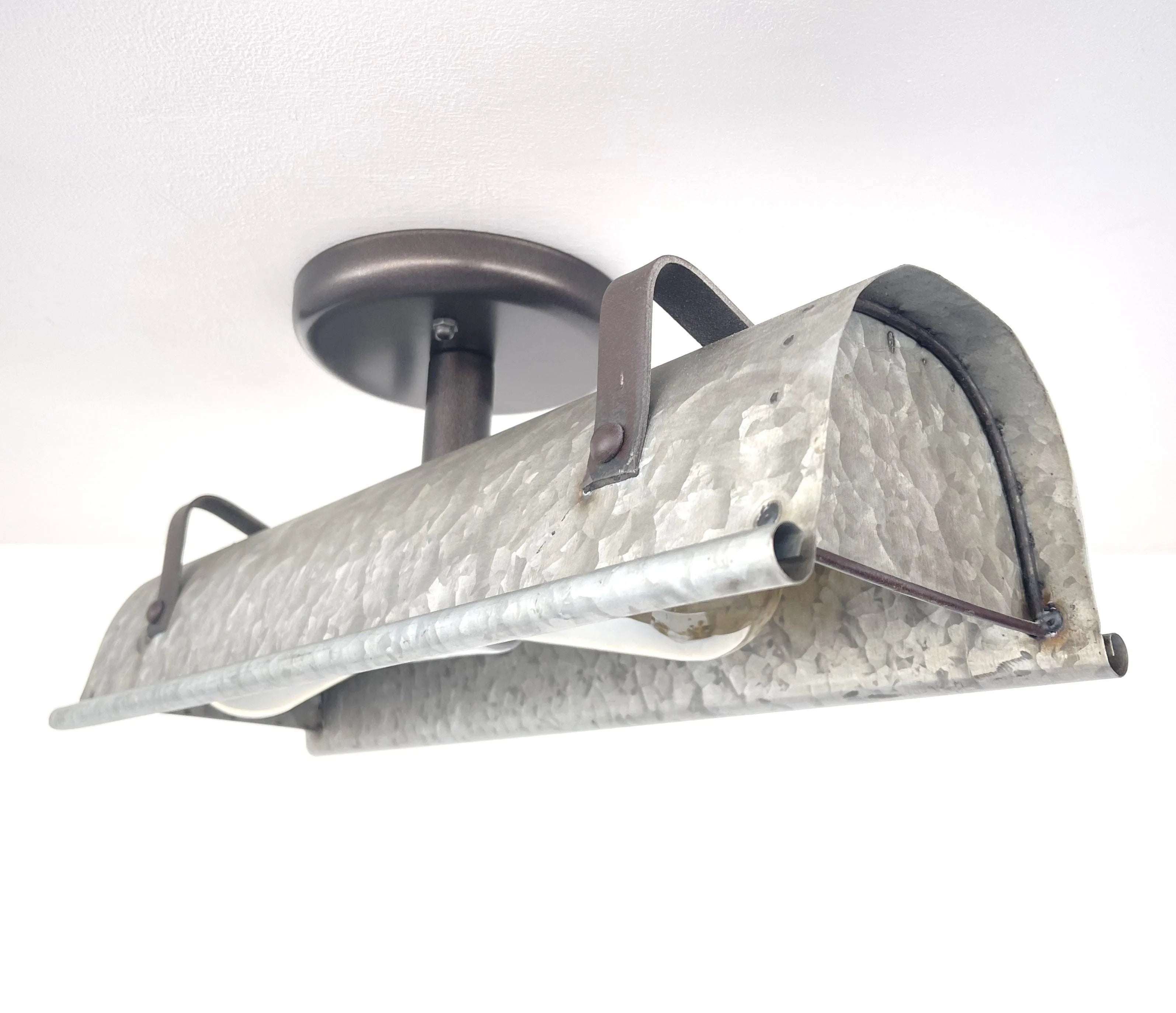 Galvanized Metal Farmhouse Ceiling Light 17" Flush Mount