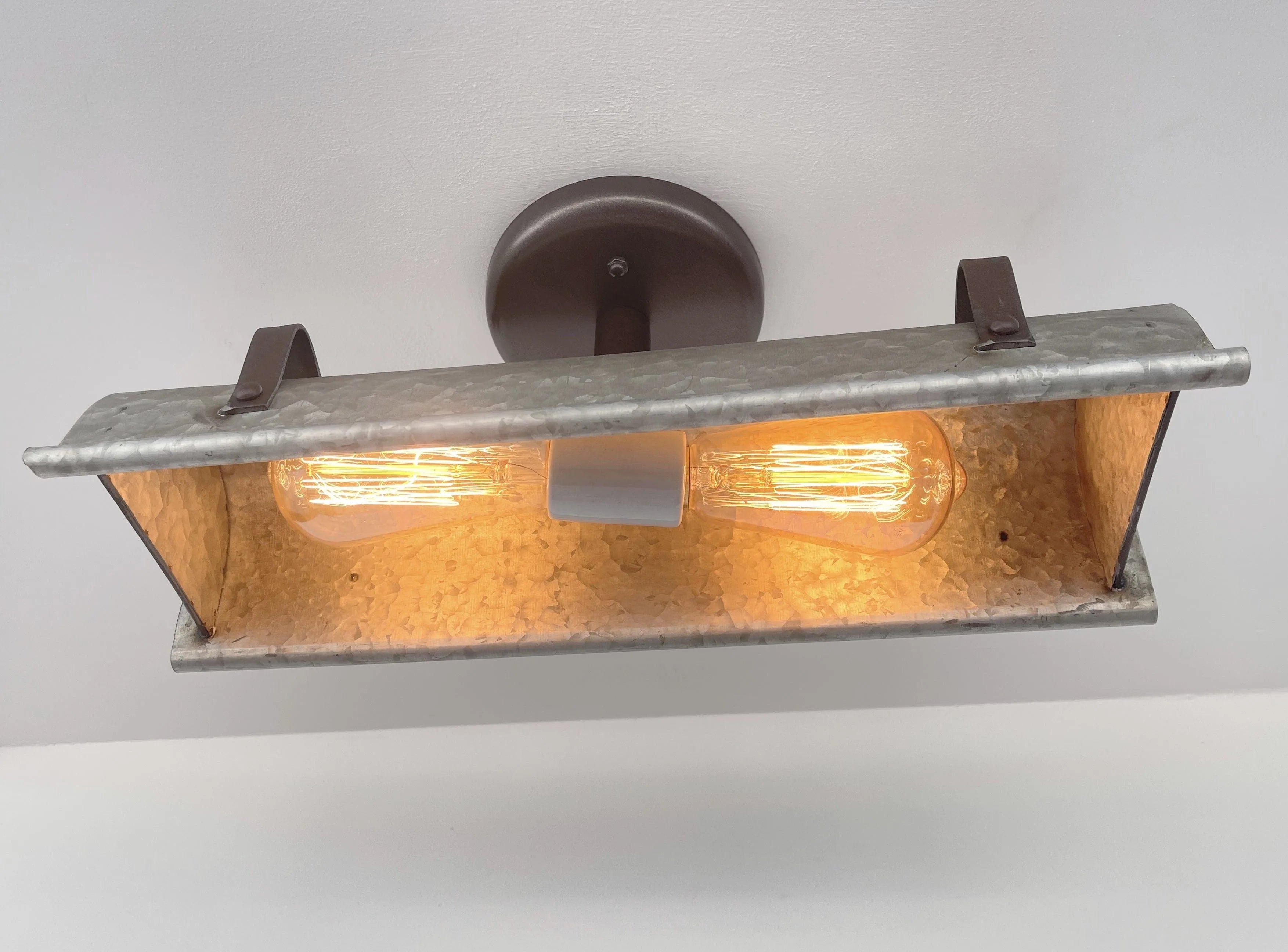 Galvanized Metal Farmhouse Ceiling Light 17" Flush Mount