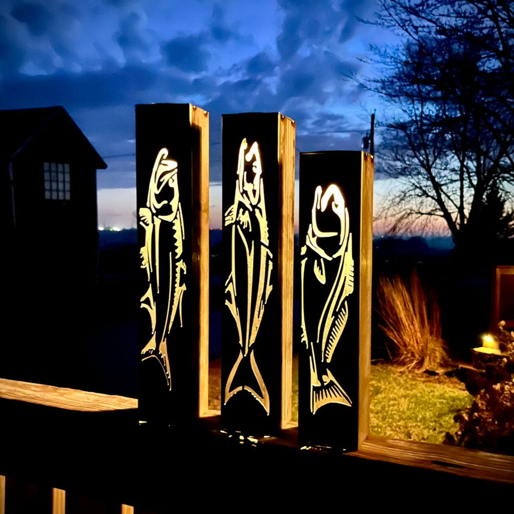 Gone Fishing Solar Pillar Luminary Saltwater