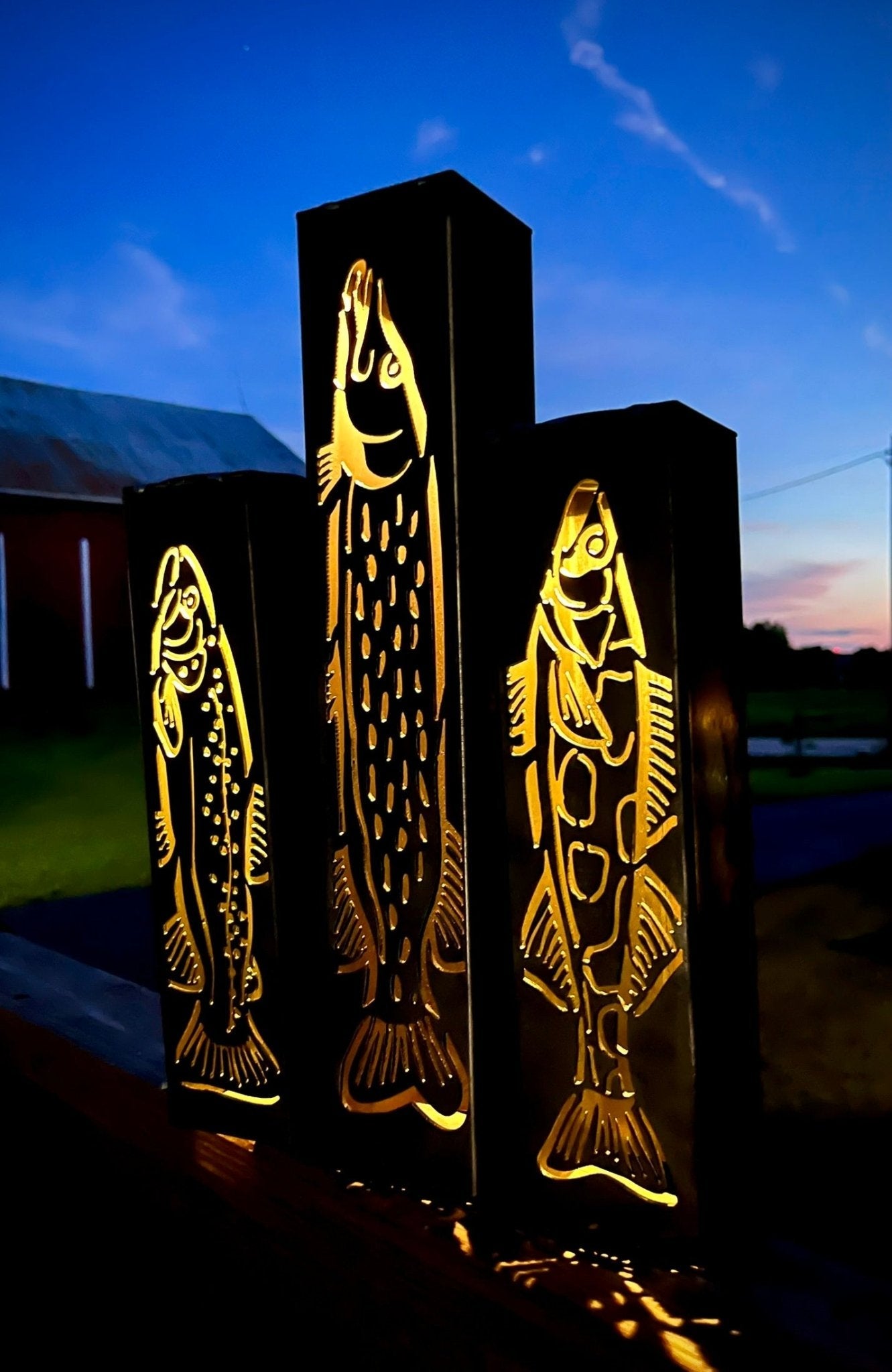 Gone Fishing Solar Pillar Luminary Freshwater