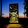 Highland Cow Solar Steel Luminary Pillar