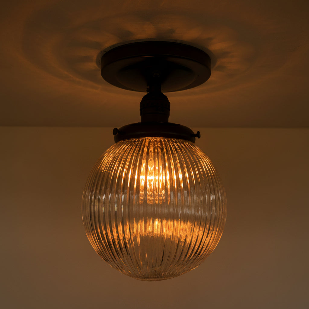 Modern Holophane Glass Ceiling Light