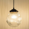 Factory Antique Large Glass Holophane Pendant Light