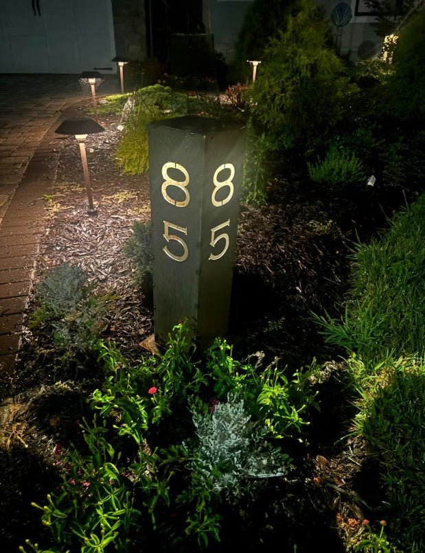 Home Address Solar Pillar Light Steel