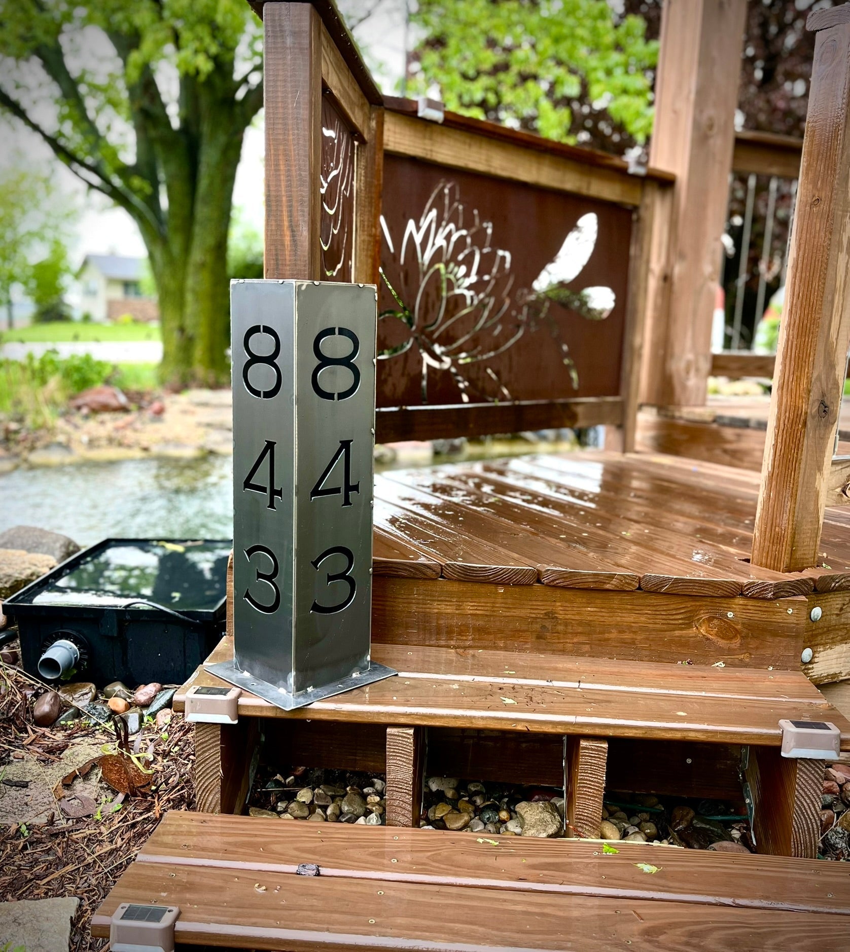 Home Address Solar Pillar Light Steel