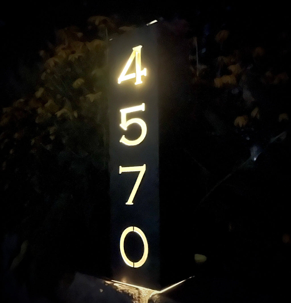 Home Address Solar Pillar Light Steel