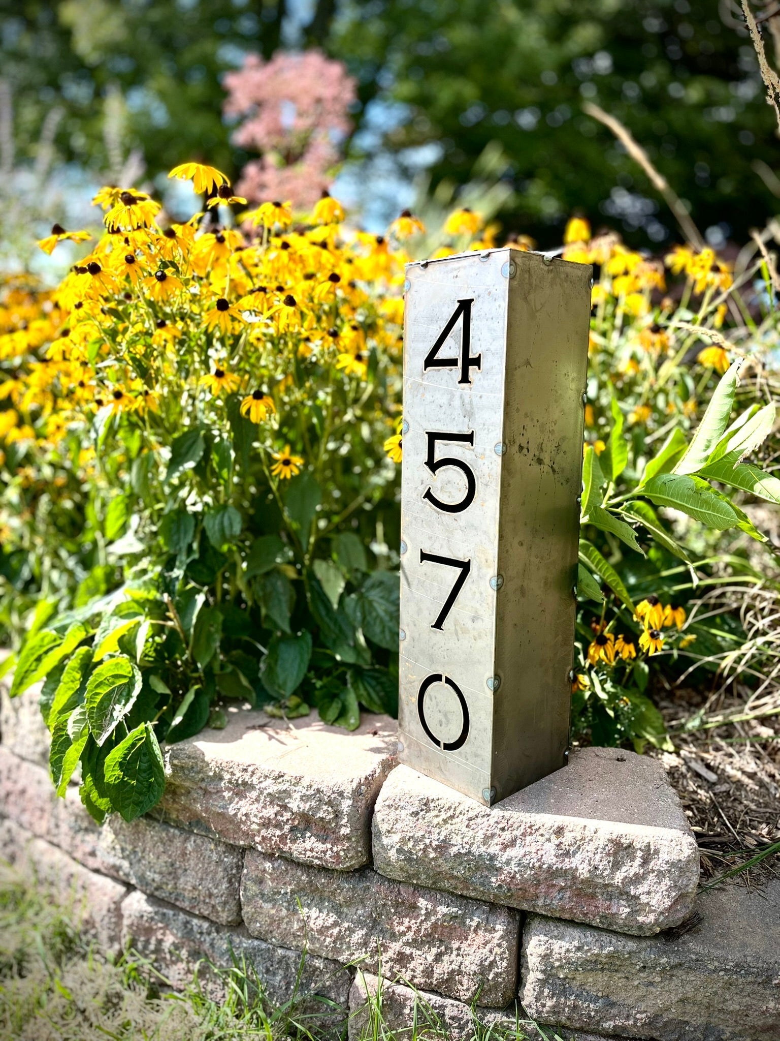 Home Address Solar Pillar Light Steel