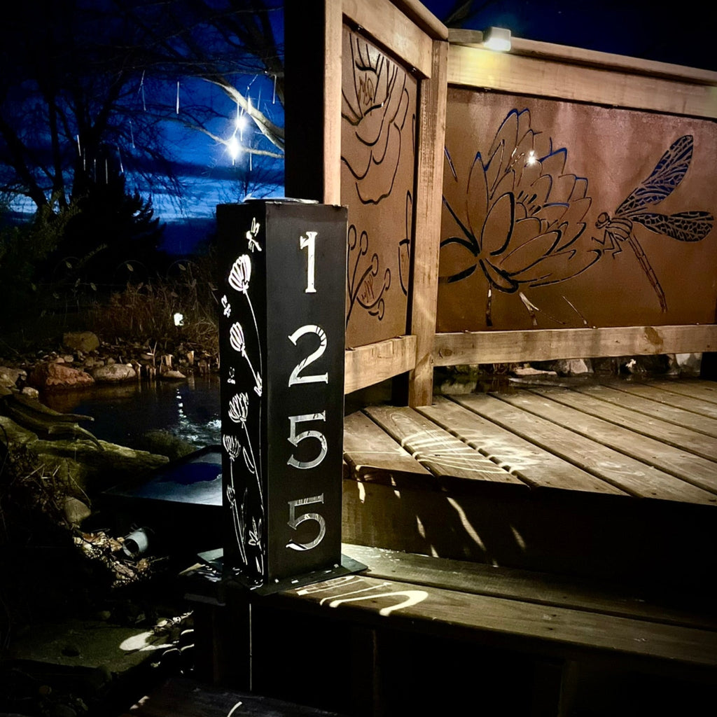 Home Address Wildflower Solar Pillar Light Steel