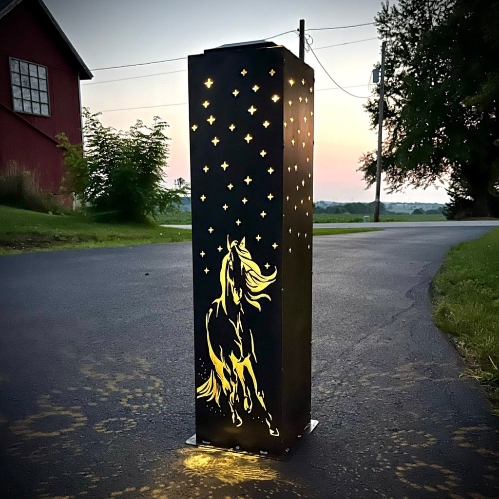 Horse & Stars Solar Pillar Luminary