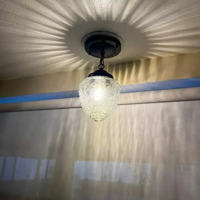 Antique Acorn Glass Ceiling Light with Chain 6in