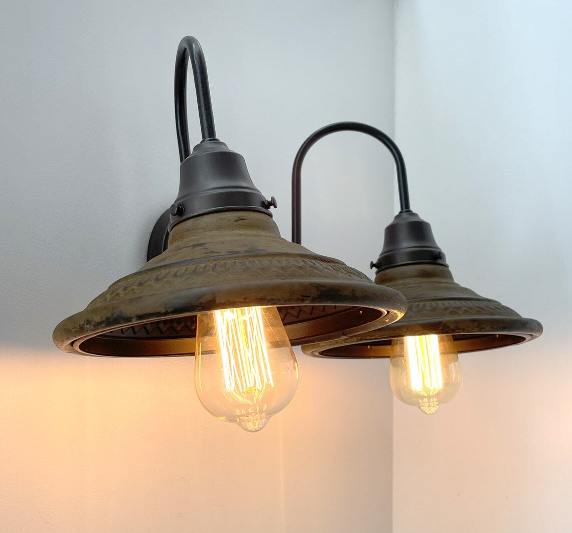 Rustic Industrial Farmhouse Wall Double Light Fixture