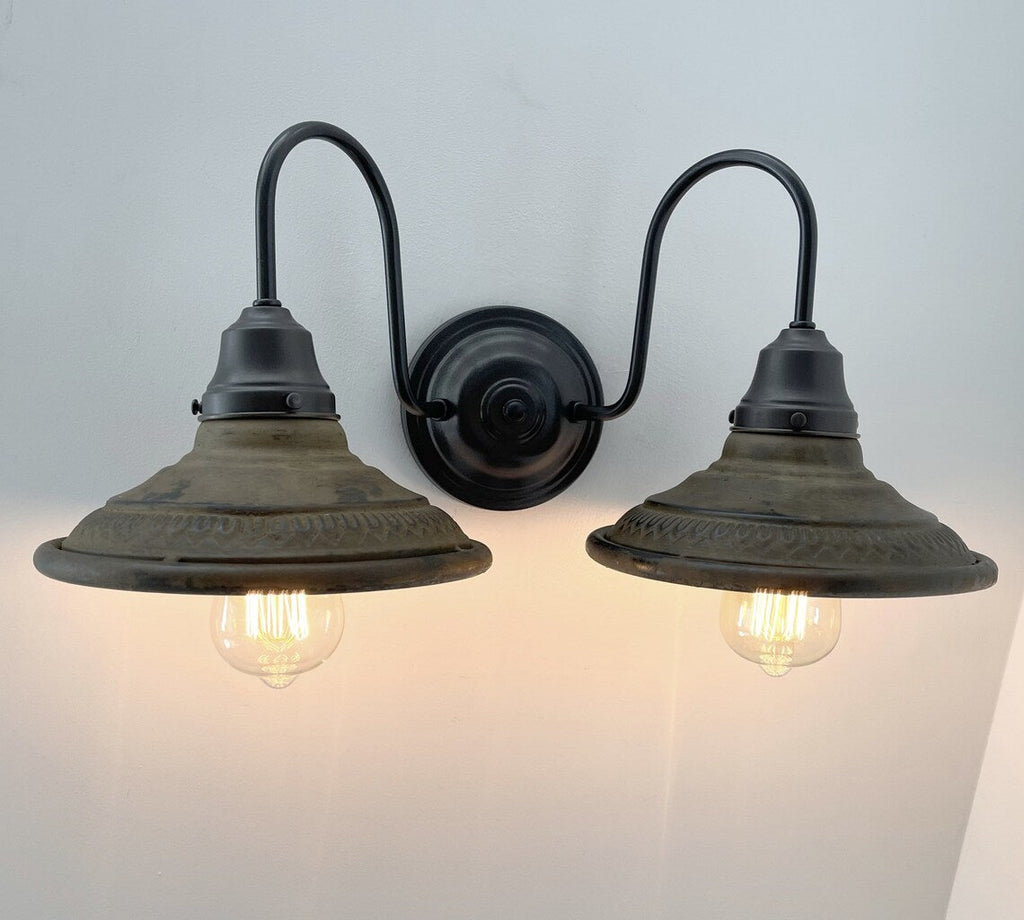 Rustic Industrial Farmhouse Wall Double Light Fixture