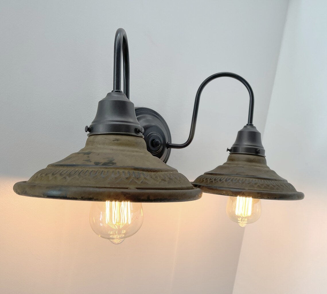 Rustic Industrial Farmhouse Wall Double Light Fixture