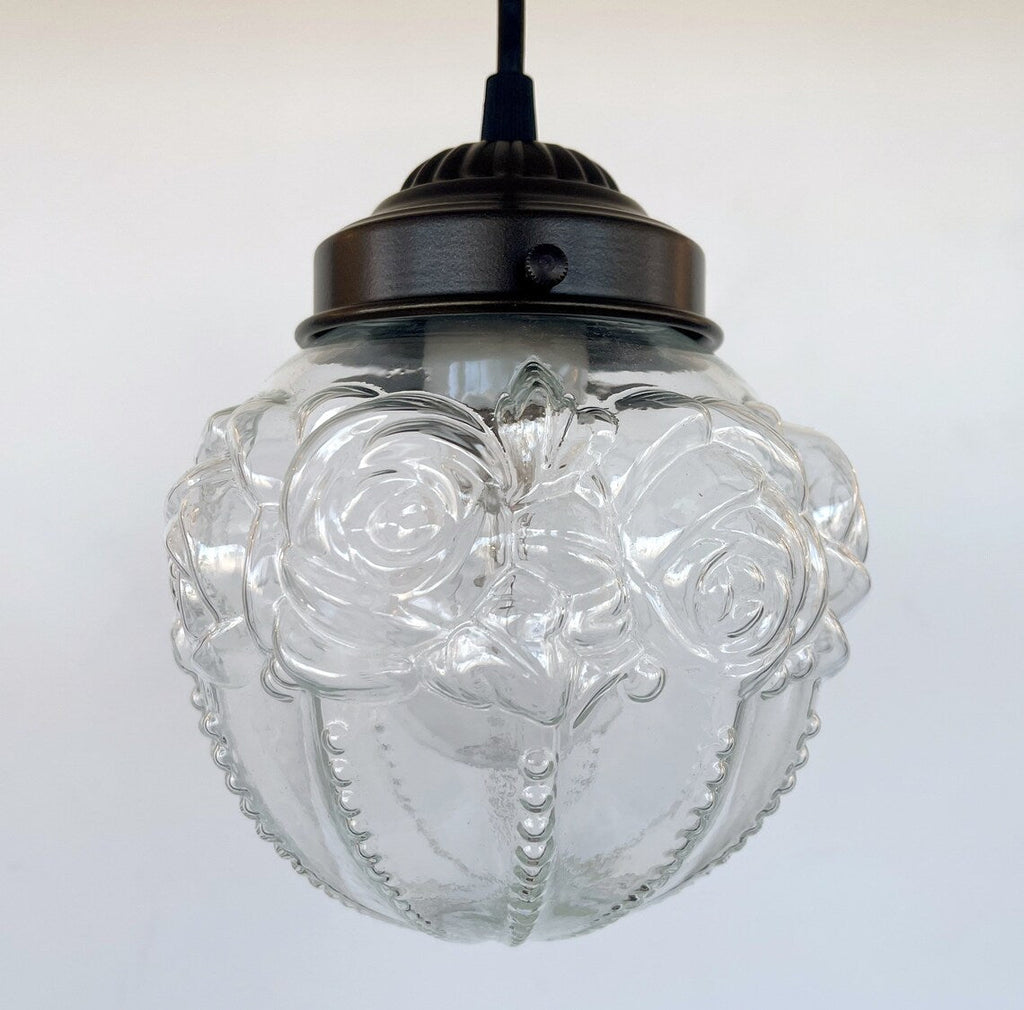 Embossed Antique Glass Globe Pendant Light