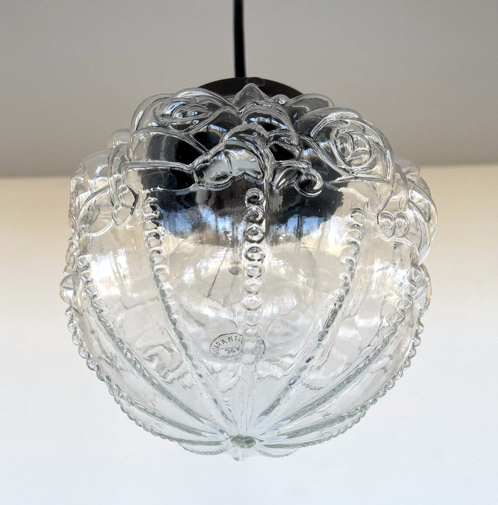 Embossed Antique Glass Globe Pendant Light