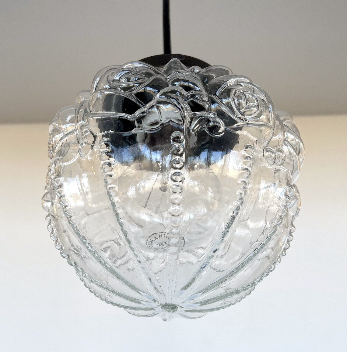 Embossed Antique Glass Globe Pendant Light