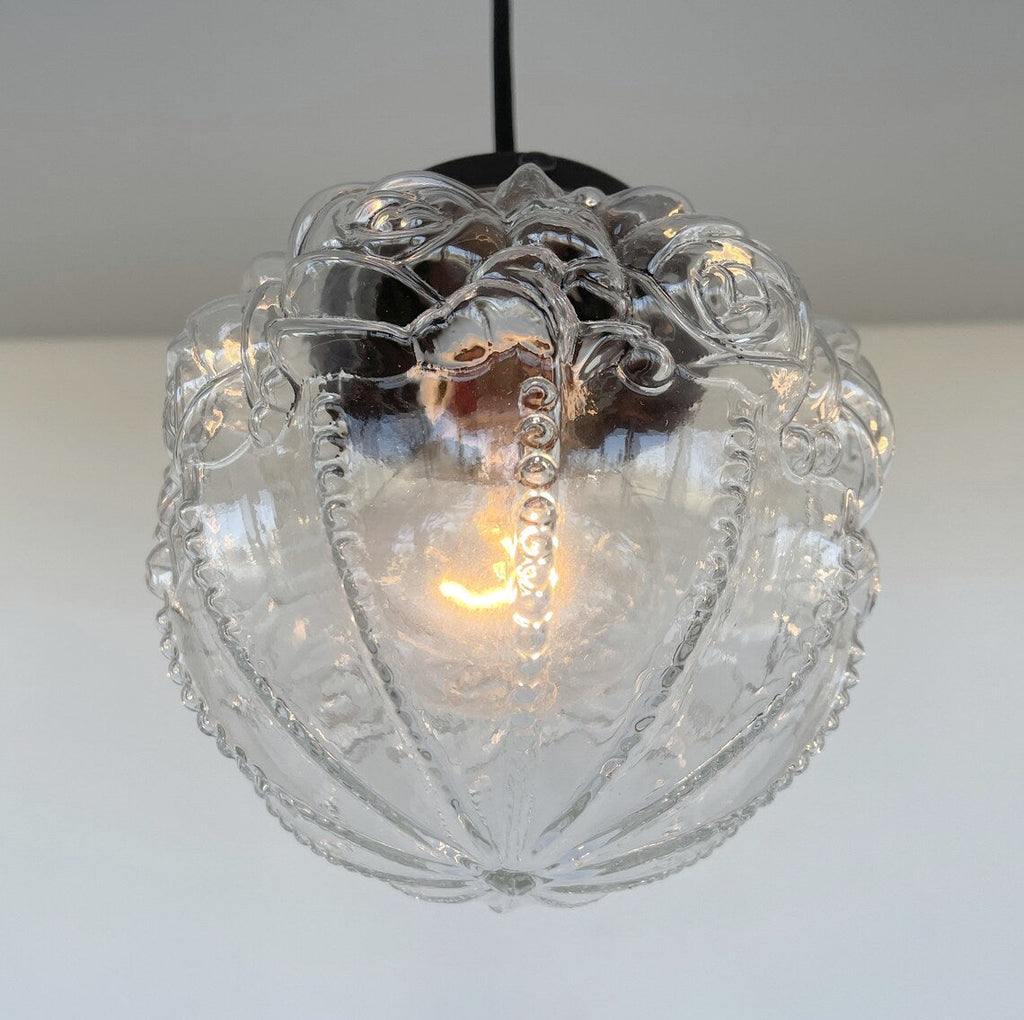 Embossed Antique Glass Globe Pendant Light