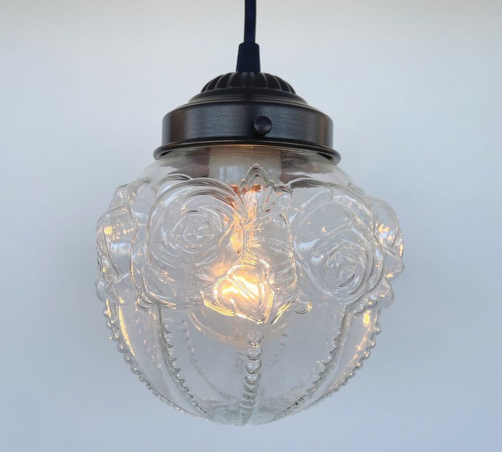Embossed Antique Glass Globe Pendant Light