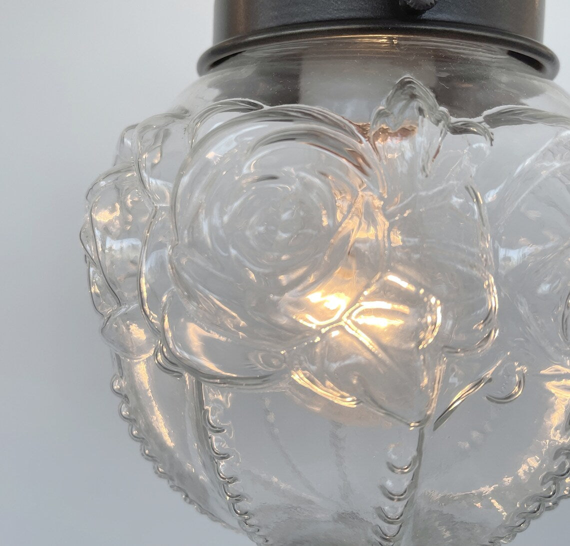Embossed Antique Glass Globe Pendant Light