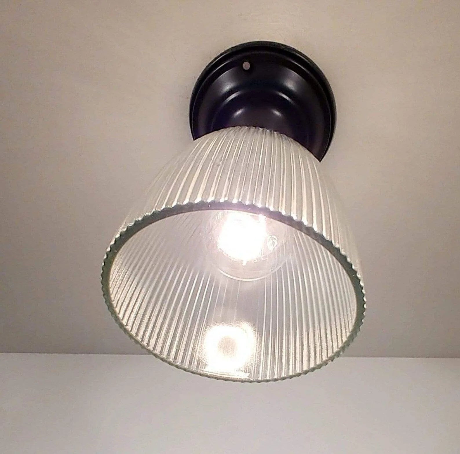 Vintage Slender Factory Holophane Industrial Ceiling Light