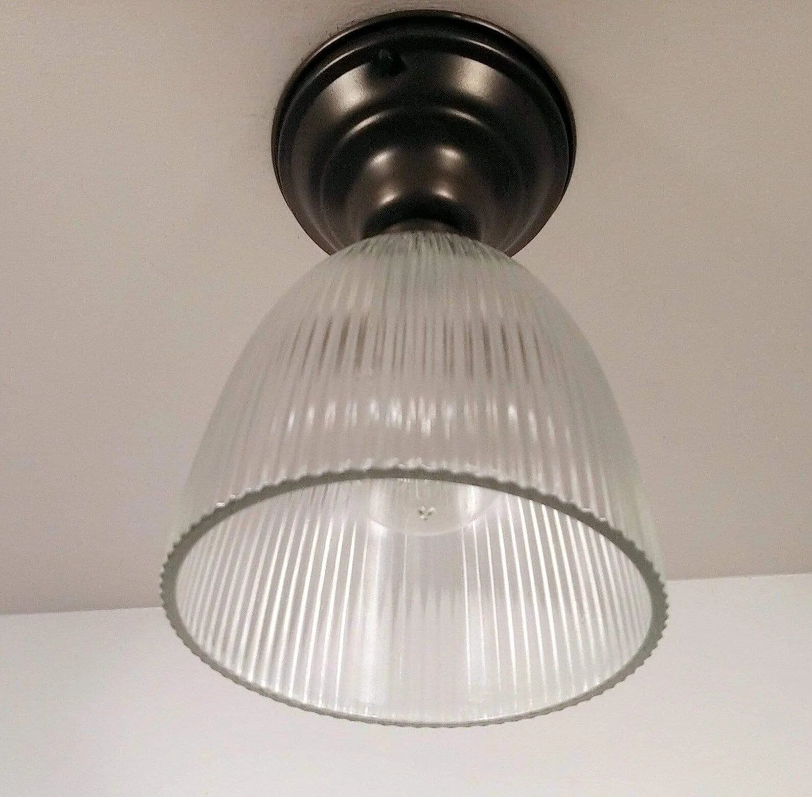 Vintage Slender Factory Holophane Industrial Ceiling Light