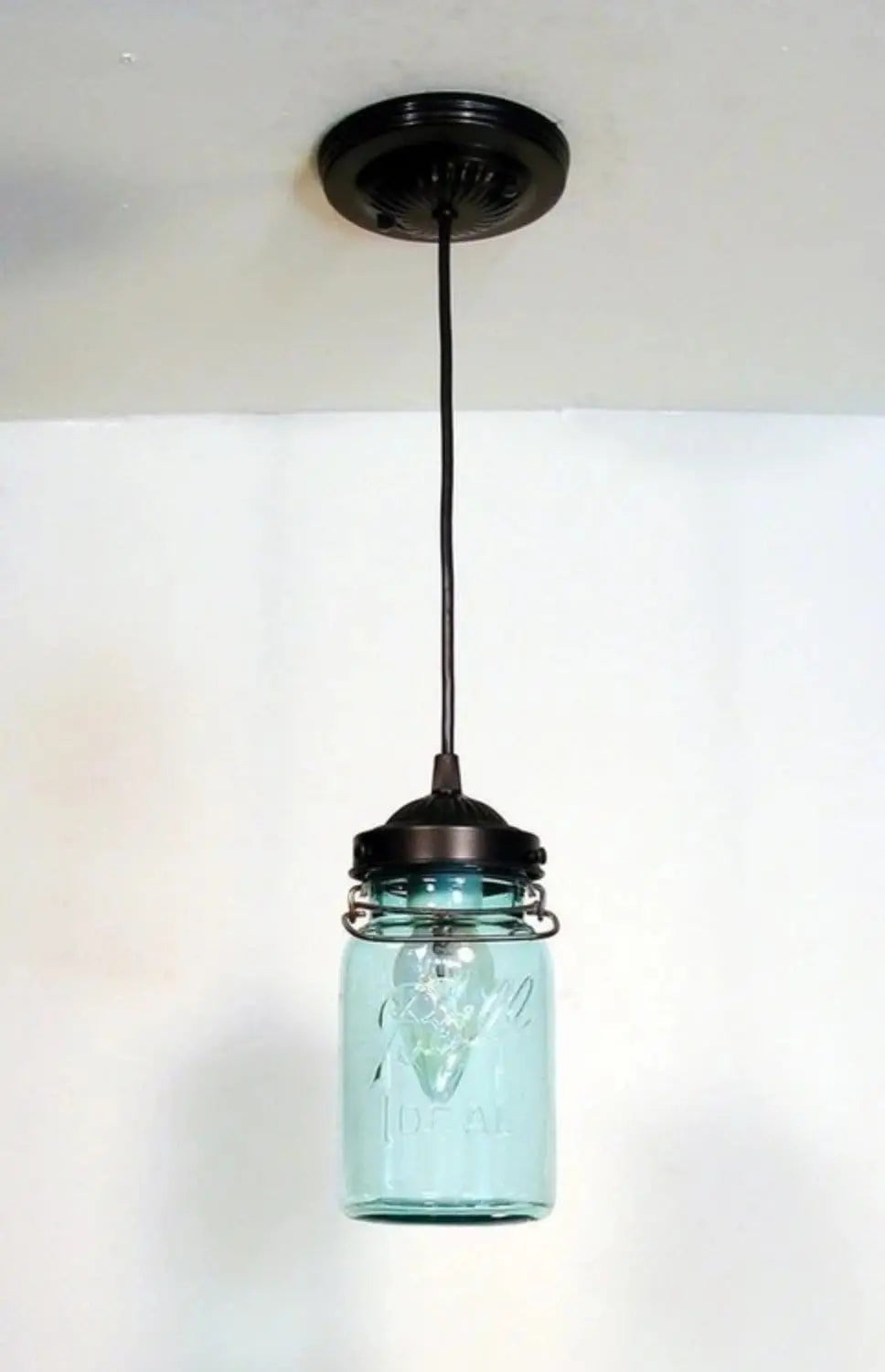 Vintage Blue Mason Jar Pendant