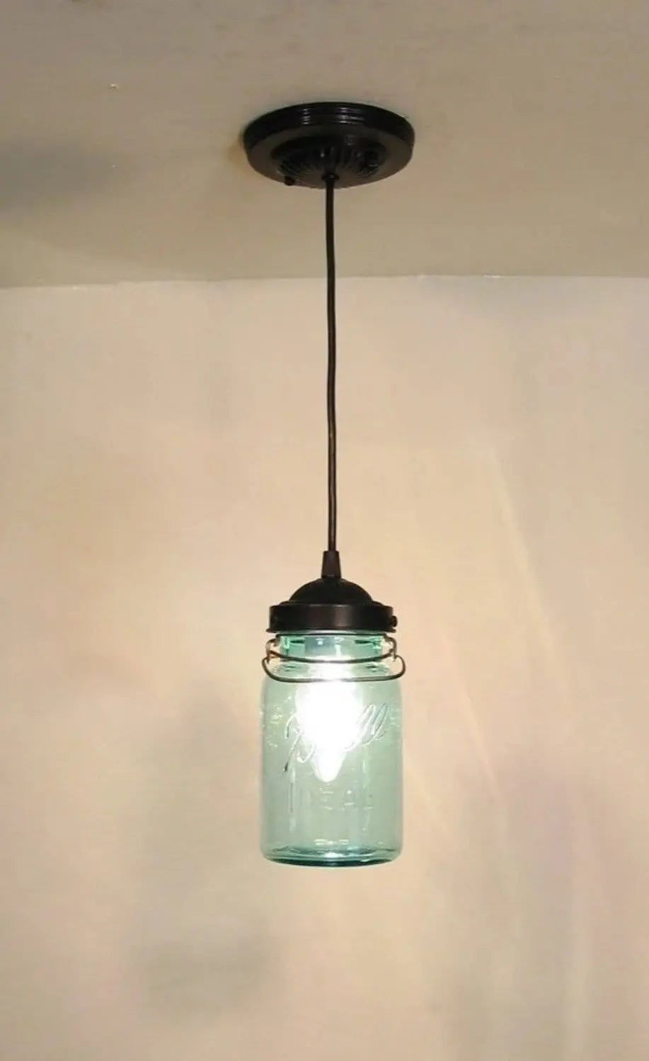 Vintage Blue Mason Jar Pendant