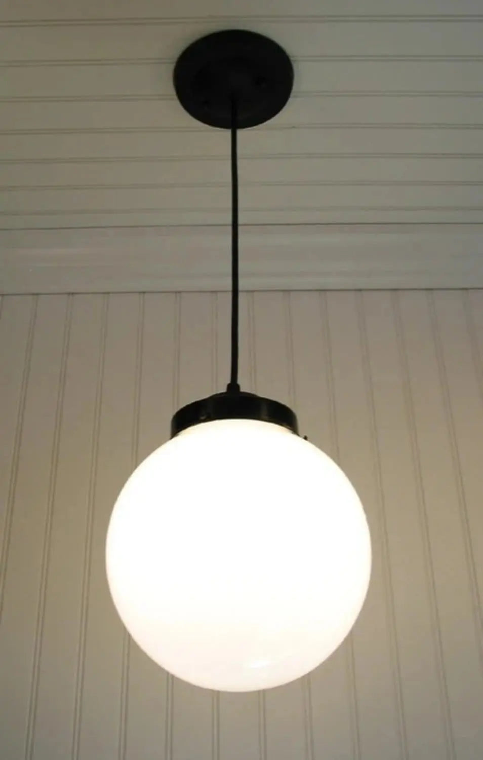 Milk Glass Pendant Light 8in Globe
