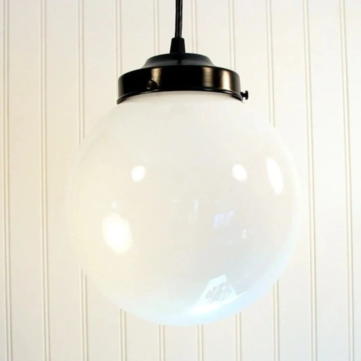 Milk Glass Pendant Light 8in Globe