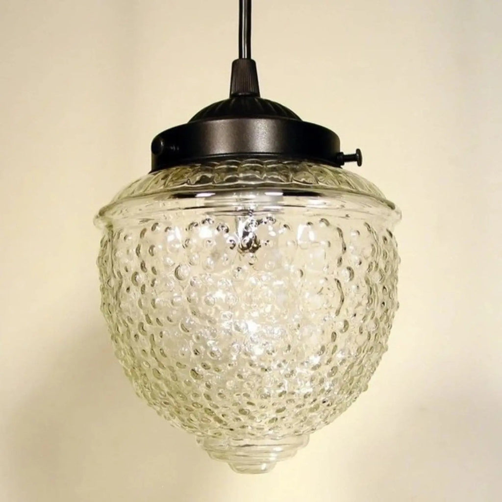 Antique Acorn Clear Glass Pendant Light 5in