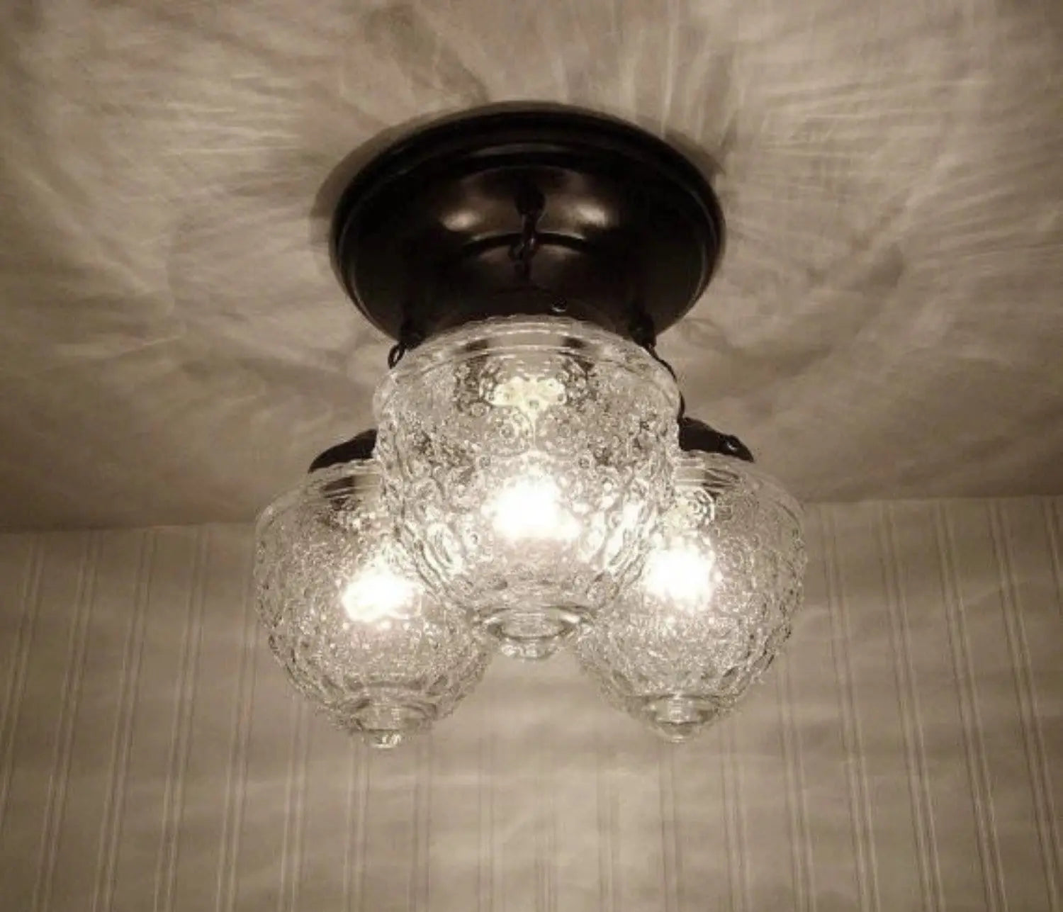 Antique Acorn Glass Ceiling Light 3-Light Chain Trio