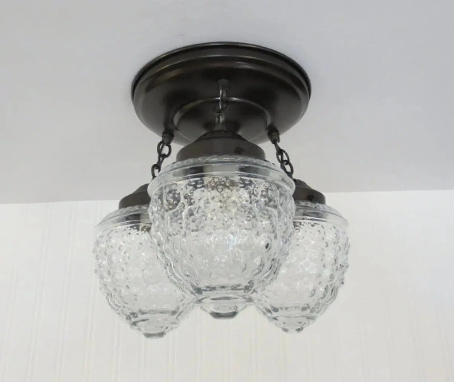 Antique Acorn Glass Ceiling Light 3-Light Chain Trio