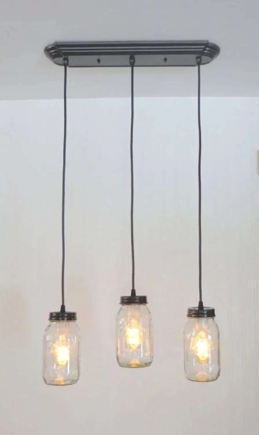 Mason Jar Chandelier Trio Rectangular