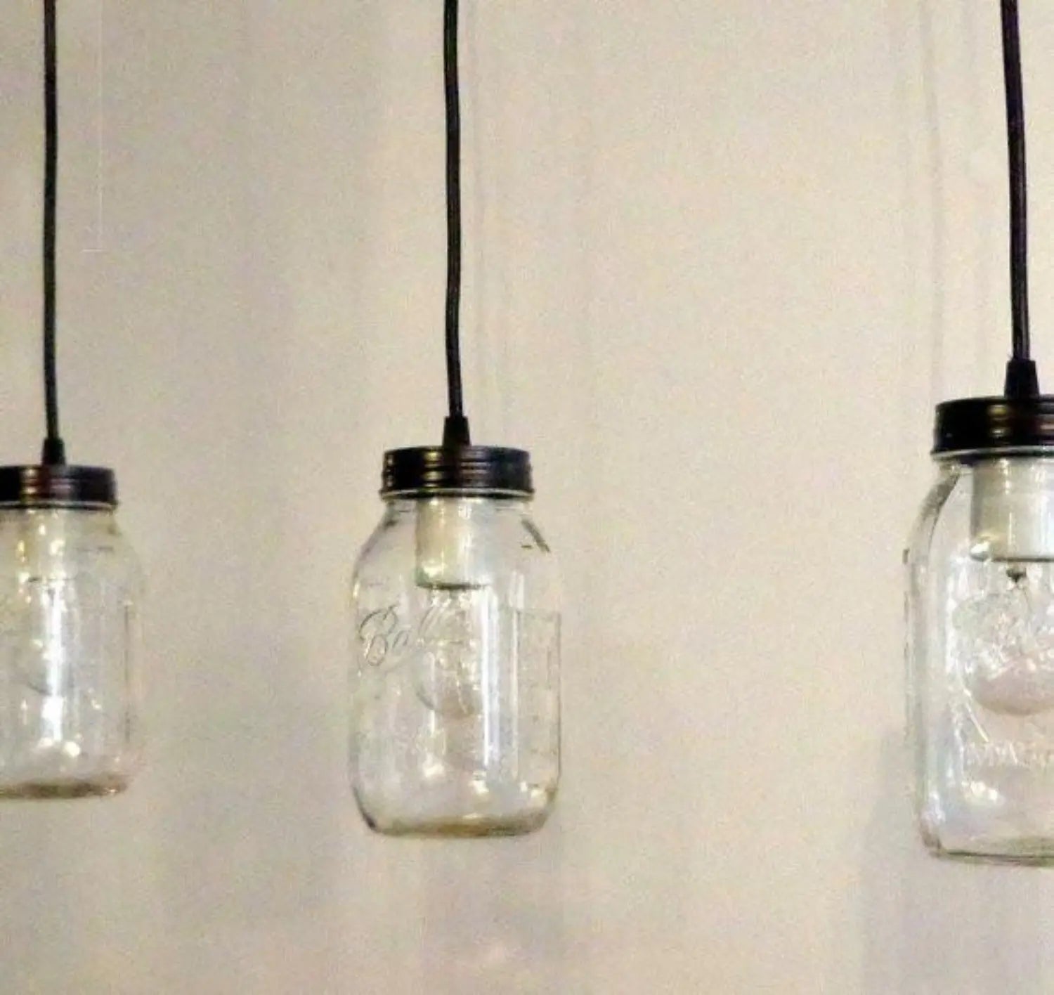 Mason Jar Track Lighting Pendant Trio