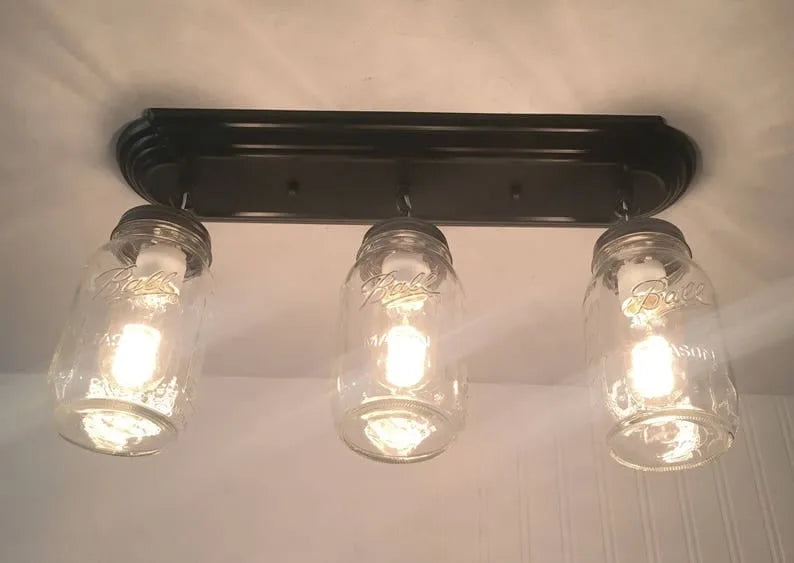 Farmhouse Mason Jar Chain Light Fixture