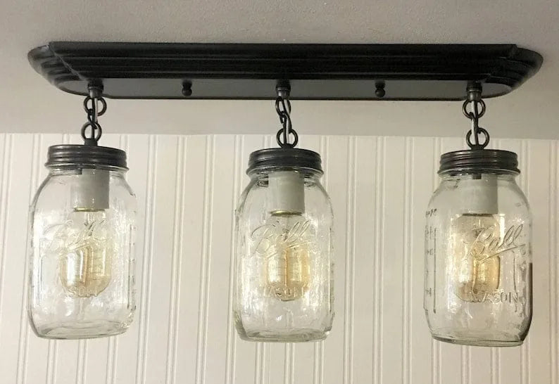 Farmhouse Mason Jar Chain Light Fixture
