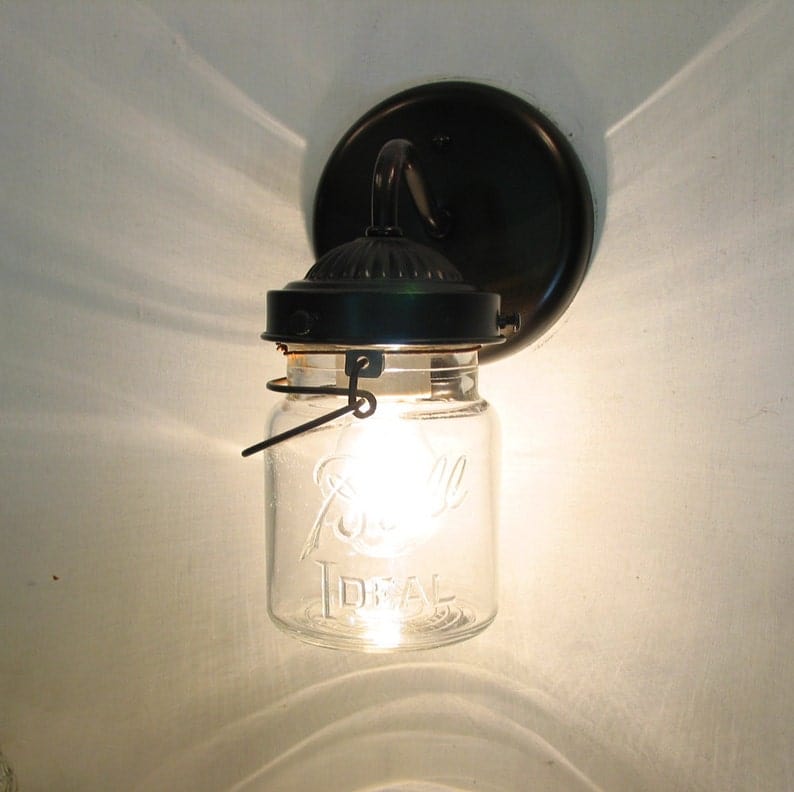 Vintage Mason Jar Wall Sconce