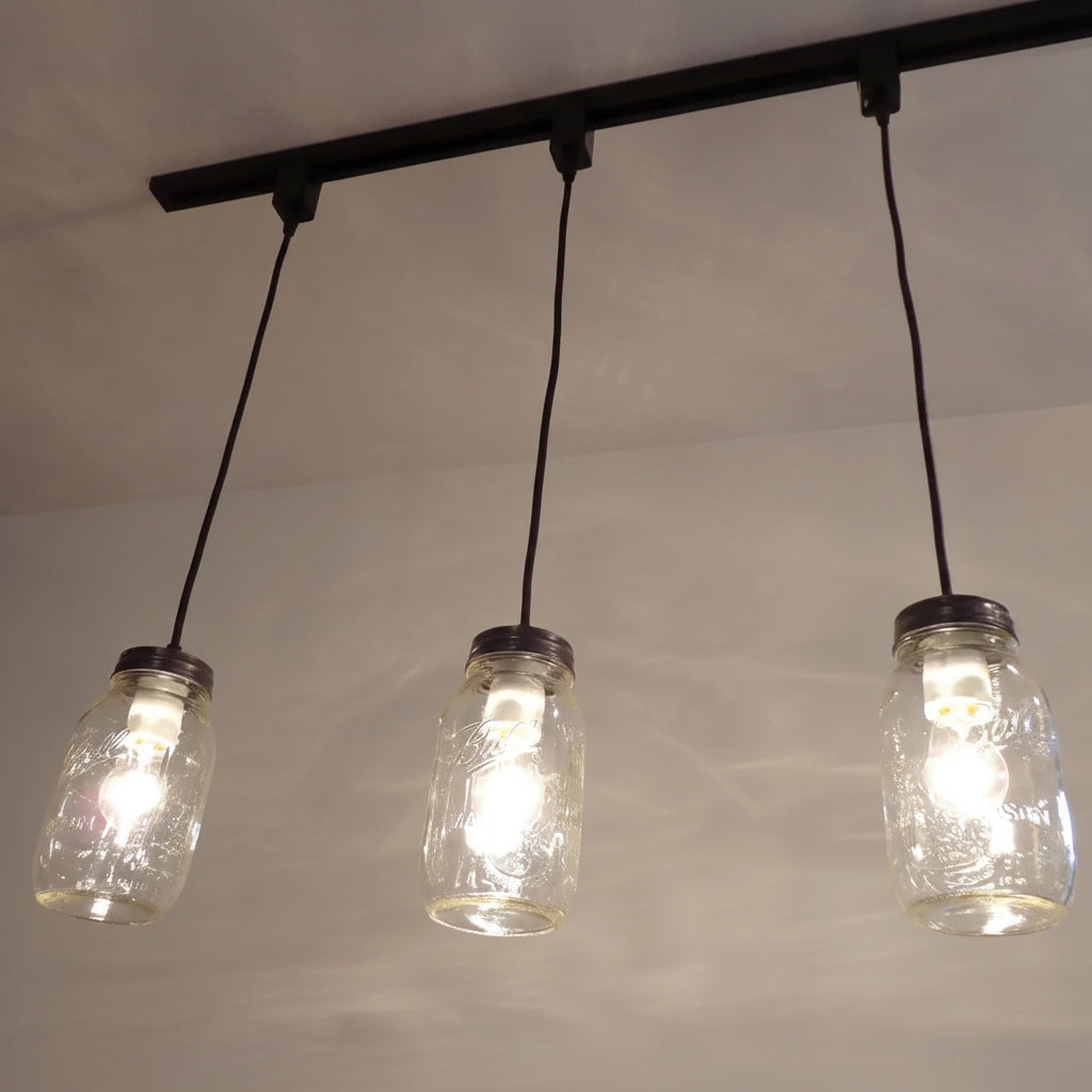 Single Mason Jar Track Pendant