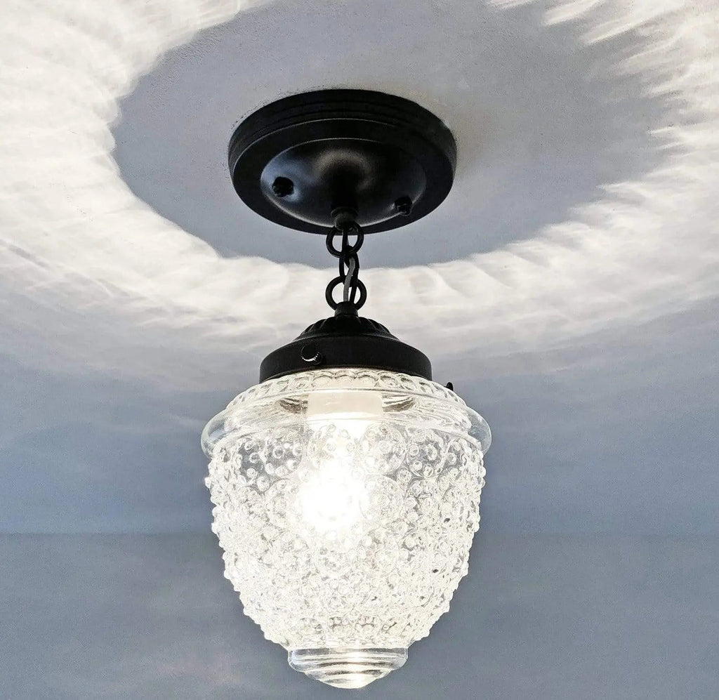 Antique Acorn Glass Ceiling Light with Chain 6in