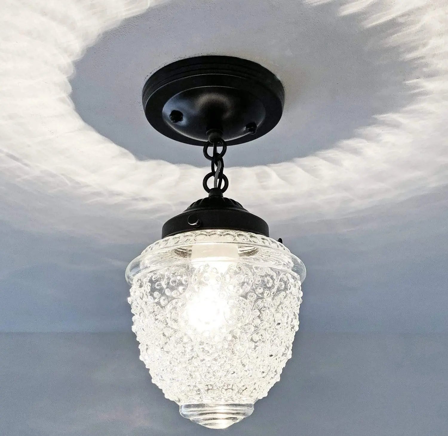 Antique Acorn Glass Ceiling Light with Chain 6in