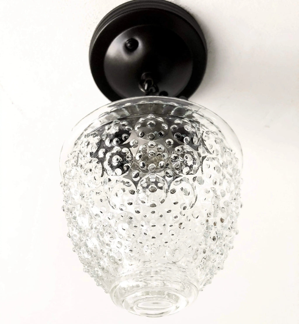 Antique Acorn Glass Ceiling Light with Chain 6in